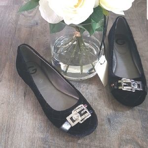 G by Guess Black Velvet Ballerina Flats Sz 7